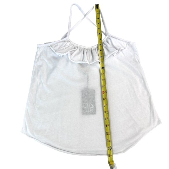 Chaser Women’s Medium Vintage Jersey Ruffle Strappy Cross Back Tank White NWT - Picture 8 of 8